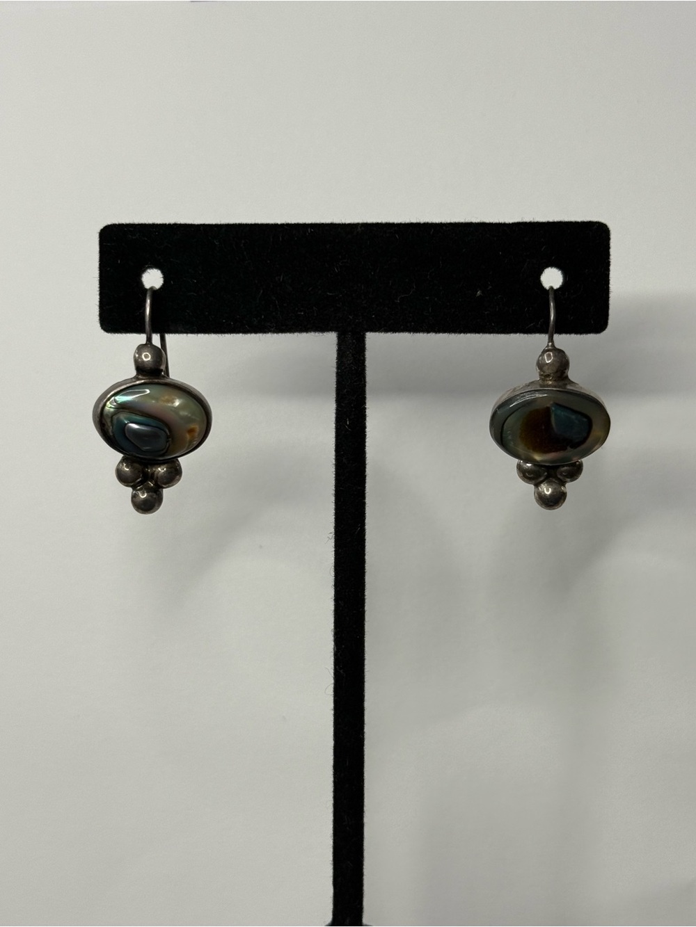 VTG Sterling Mexico Abalone Drop Earrings